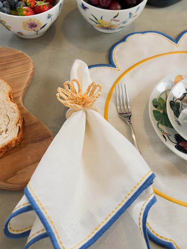 GUARDANAPO DE LINHO FLOWERSCAPE VERDE E ROSA