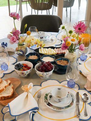 GUARDANAPO DE LINHO FLOWERSCAPE VERDE E ROSA