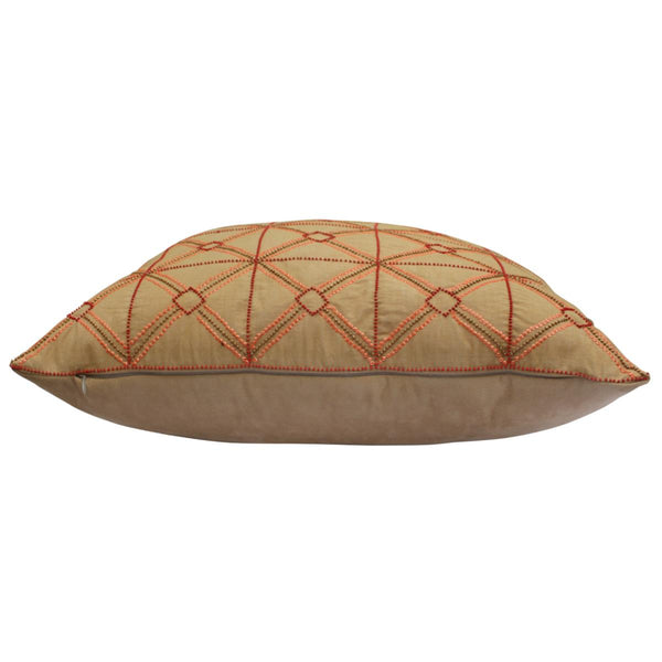 CAPA DE ALMOFADA SIMETRIA BORDADA A MÃO LARANJA