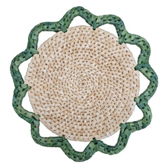 SOUSPLAT EM PALHA NATURAL FEITO À MÃO VERDE 40 CM