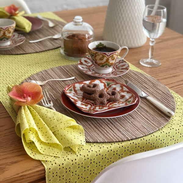 JOGO AMERICANO DE FIBRA NATURAL SHINE REDONDO VERMELHO 43 CM