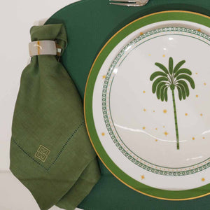 GUARDANAPO LINHO PURO BARRA LARGA PREMIUM VERDE OLIVA 55X55 CM