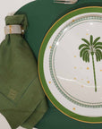 GUARDANAPO LINHO PURO BARRA LARGA PREMIUM VERDE OLIVA 55X55 CM