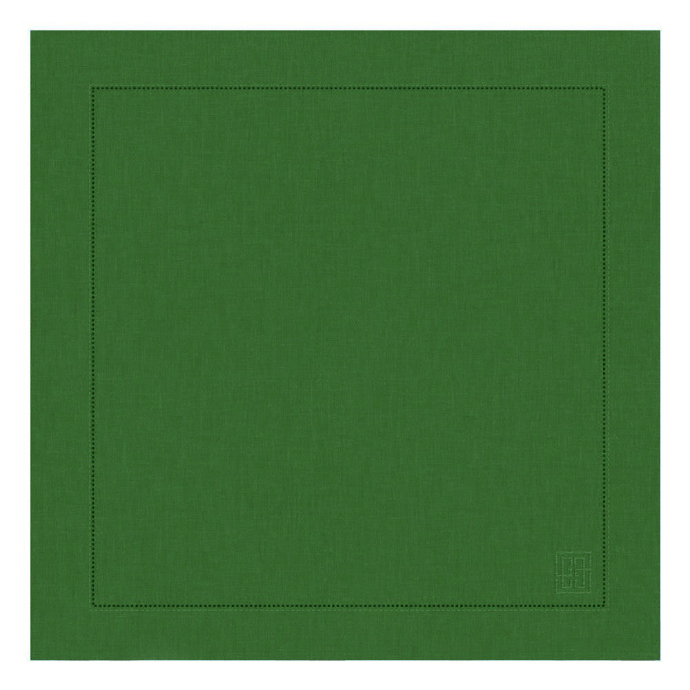 GUARDANAPO LINHO PURO BARRA LARGA PREMIUM VERDE OLIVA 55X55 CM