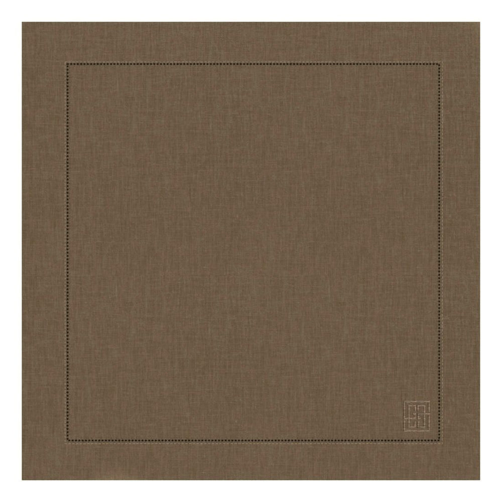 GUARDANAPO LINHO PURO BARRA LARGA PREMIUM MARROM 55X55 CM