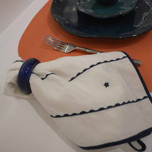 GUARDANAPO DE LINHO GIARDINO AZUL MARINHO 50X50 CM