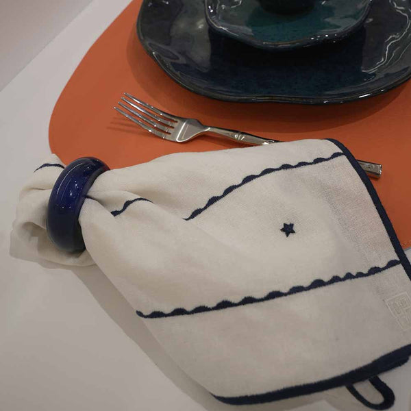 GUARDANAPO DE LINHO GIARDINO AZUL MARINHO 50X50 CM