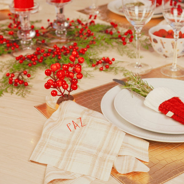 PORTA GUARDANAPO DE NATAL AZEVINHO VERMELHO