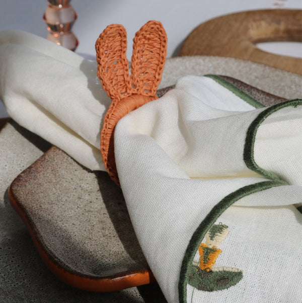 PORTA GUARDANAPO COELHO TRAMADO TERRACOTA