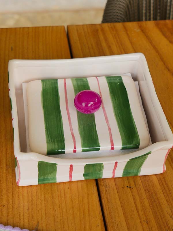 PORTA GUARDANAPO CERÂMICA AGATA VERDE