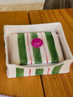 PORTA GUARDANAPO CERÂMICA AGATA VERDE