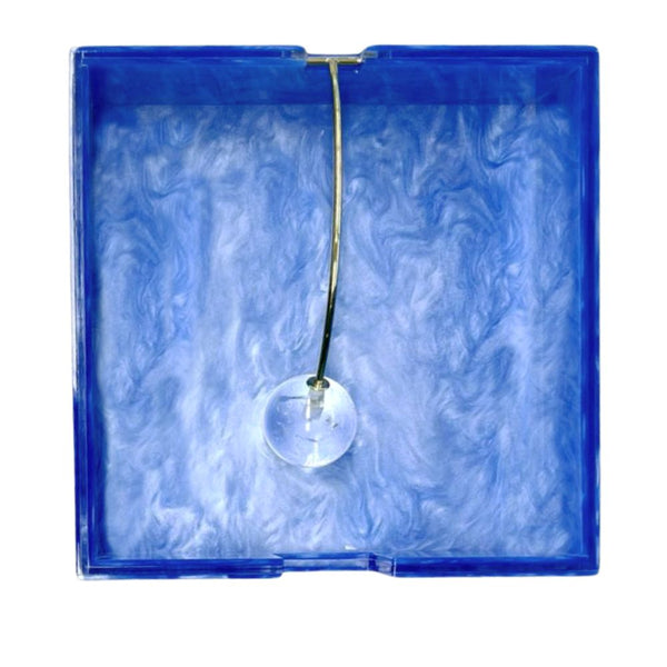 PORTA GUARDANAPO CRISTAL AZUL 20CM