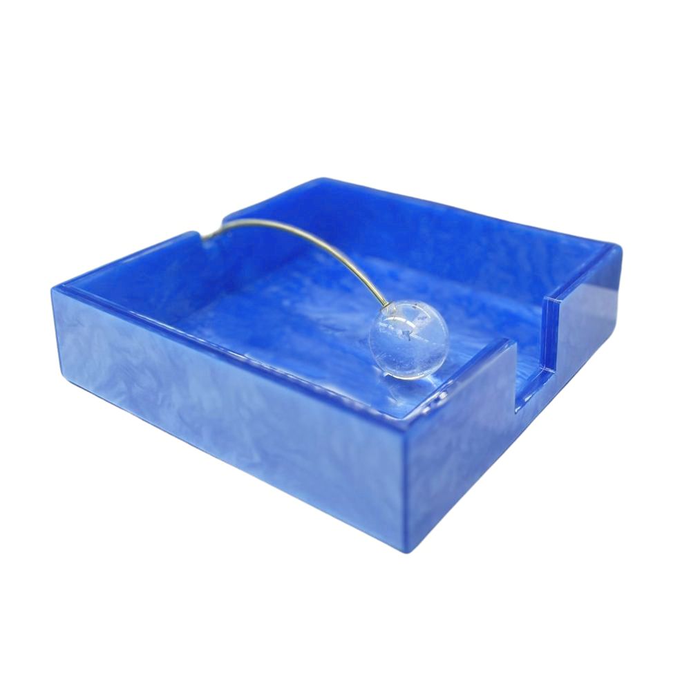 PORTA GUARDANAPO CRISTAL AZUL 20CM