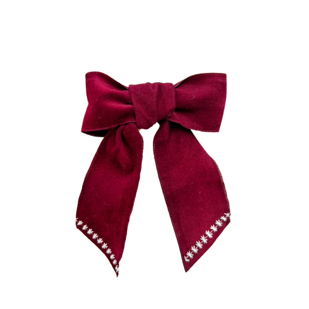 PORTA GUARDANAPO LAÇO DE VELUDO BORDADO