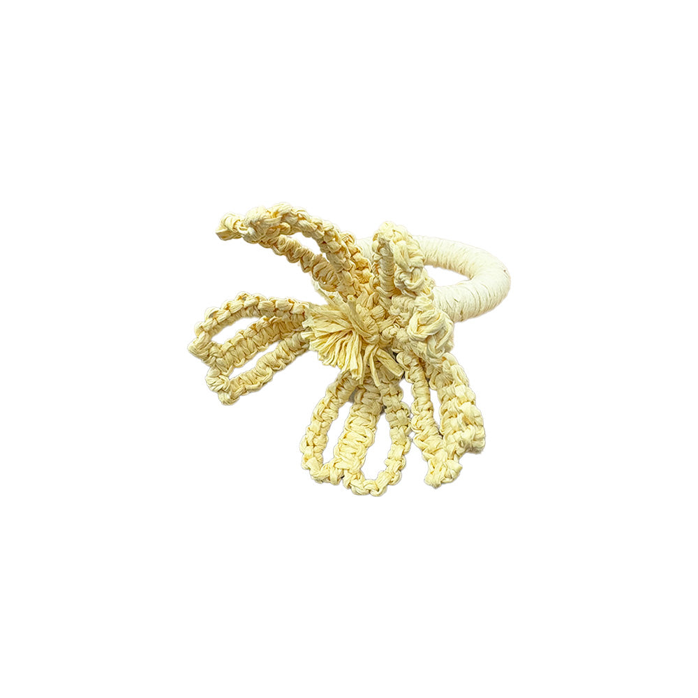 PORTA GUARDANAPO MACRAME EM RÁFIA FLOR AMARELO