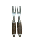 SET 2 GARFOS PARA APERITIVO AÇO INOX CABO EM MADEIRA