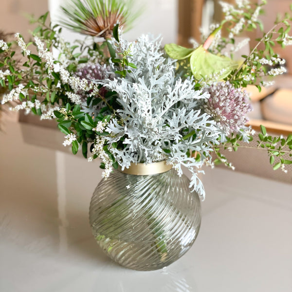 VASO ESFERA GLAM VIDRO E DOURADO 16CM