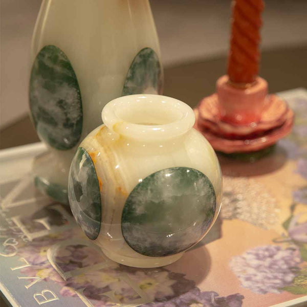 VASO DE ONIX ESFERA VERDE 10 CM