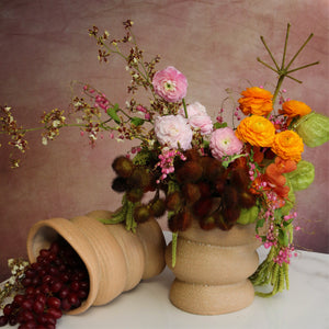 VASO DE CERAMICA BEGE MOVIMENTO 21CM