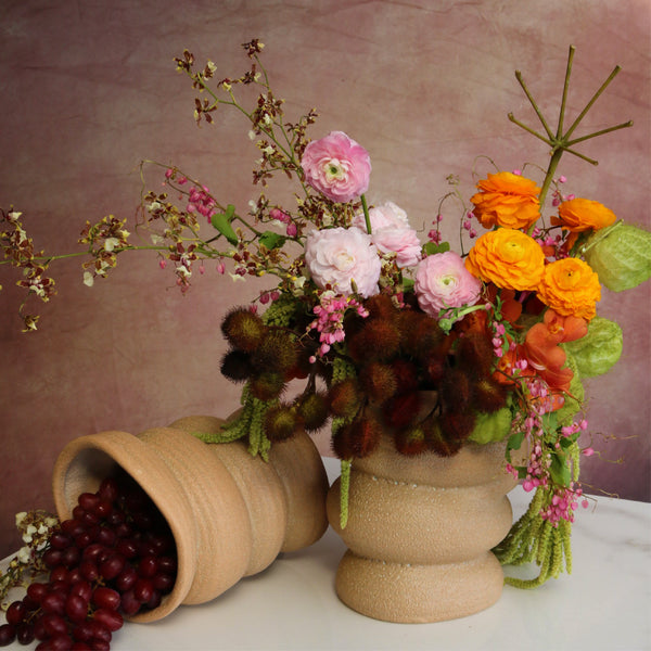 VASO DE CERAMICA BEGE MOVIMENTO 21CM