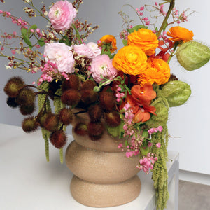 VASO DE CERAMICA BEGE MOVIMENTO 21CM