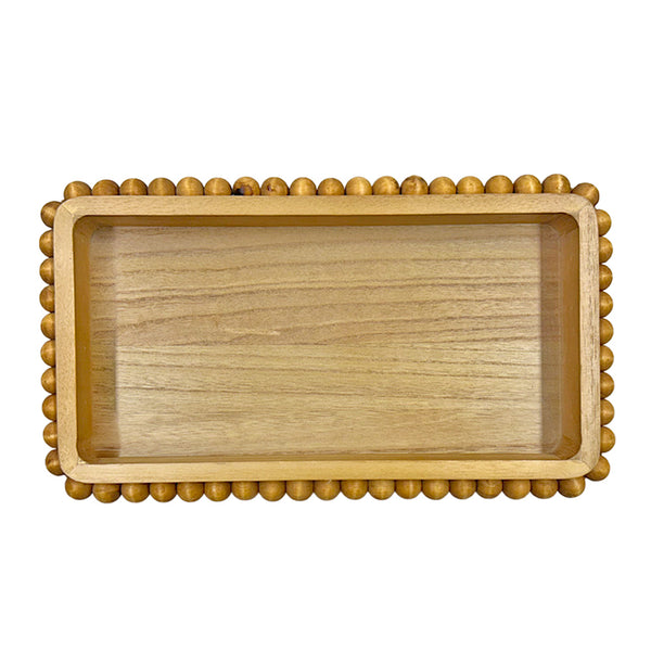 BANDEJA EM MADEIRA NATURAL BOLINHAS M 45x28CM