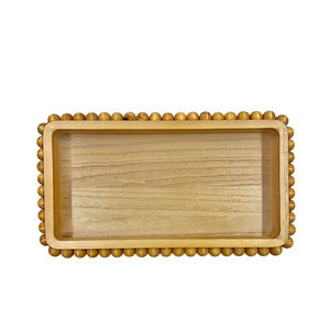 BANDEJA EM MADEIRA NATURAL BOLINHAS P 38X22CM