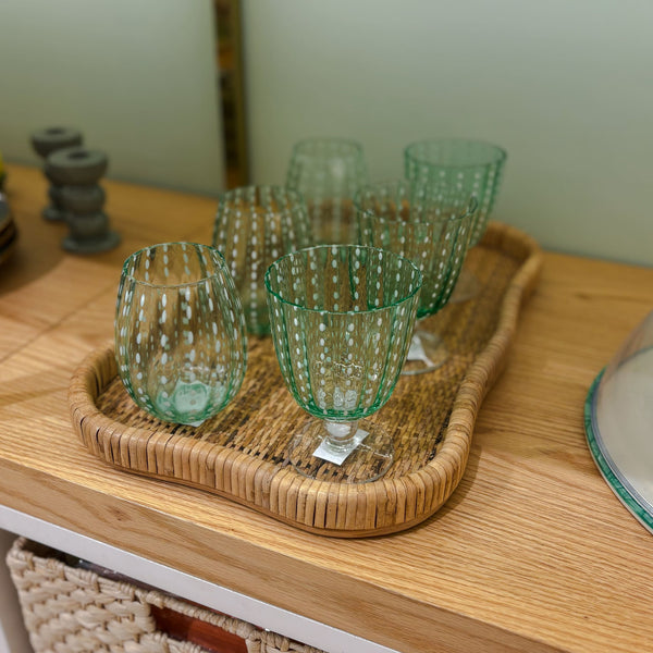 BANDEJA EM MADEIRA E RATTAN NATURAL ONDAS M 41X25CM