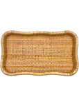 BANDEJA EM MADEIRA E RATTAN NATURAL ONDAS M 41X25CM