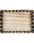 BANDEJA EM MADEIRA PALHA ENTRELACE AZUL G 48x32CM