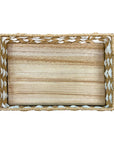 BANDEJA EM MADEIRA PALHA ENTRELACE BEGE G 48X32CM