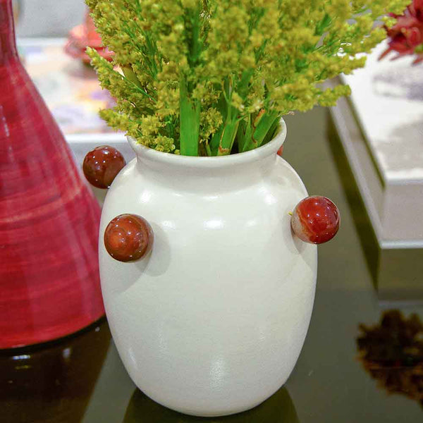 VASO CERÂMICA ARTESANAL NATURAL ÁGATAS 20CM