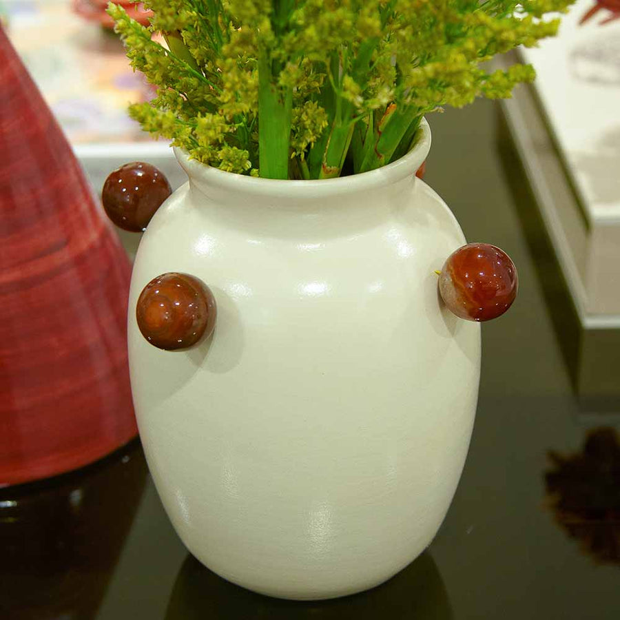 VASO CERÂMICA ARTESANAL NATURAL ÁGATAS 24CM