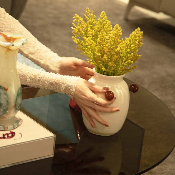 VASO CERÂMICA ARTESANAL NATURAL ÁGATAS 20CM