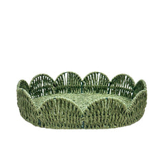 BANDEJA PALHA NATURAL SCALLOP VERDE M 27X34CM