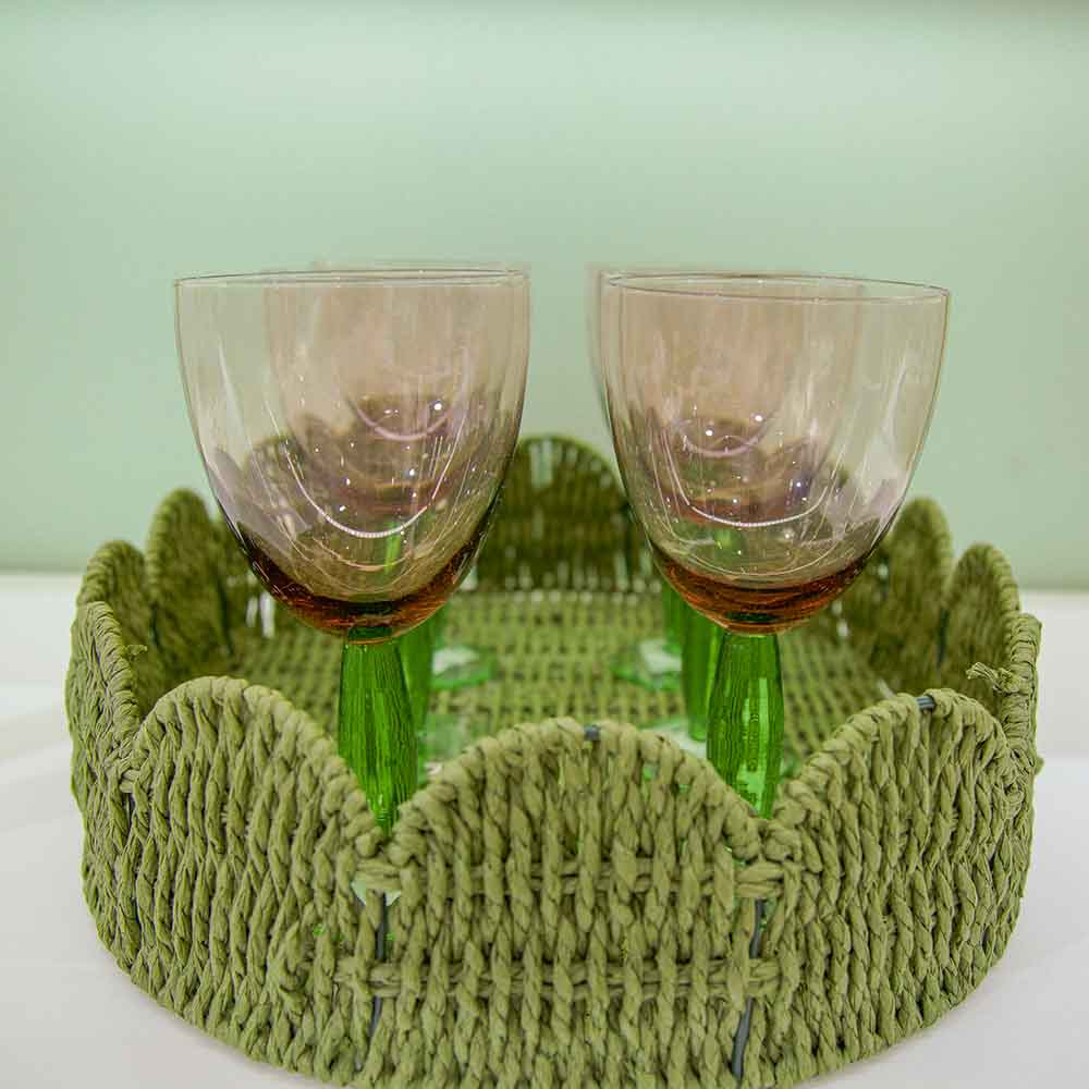 BANDEJA PALHA NATURAL SCALLOP VERDE G 44X33CM