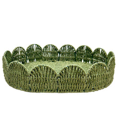 BANDEJA PALHA NATURAL SCALLOP VERDE G 44X33CM