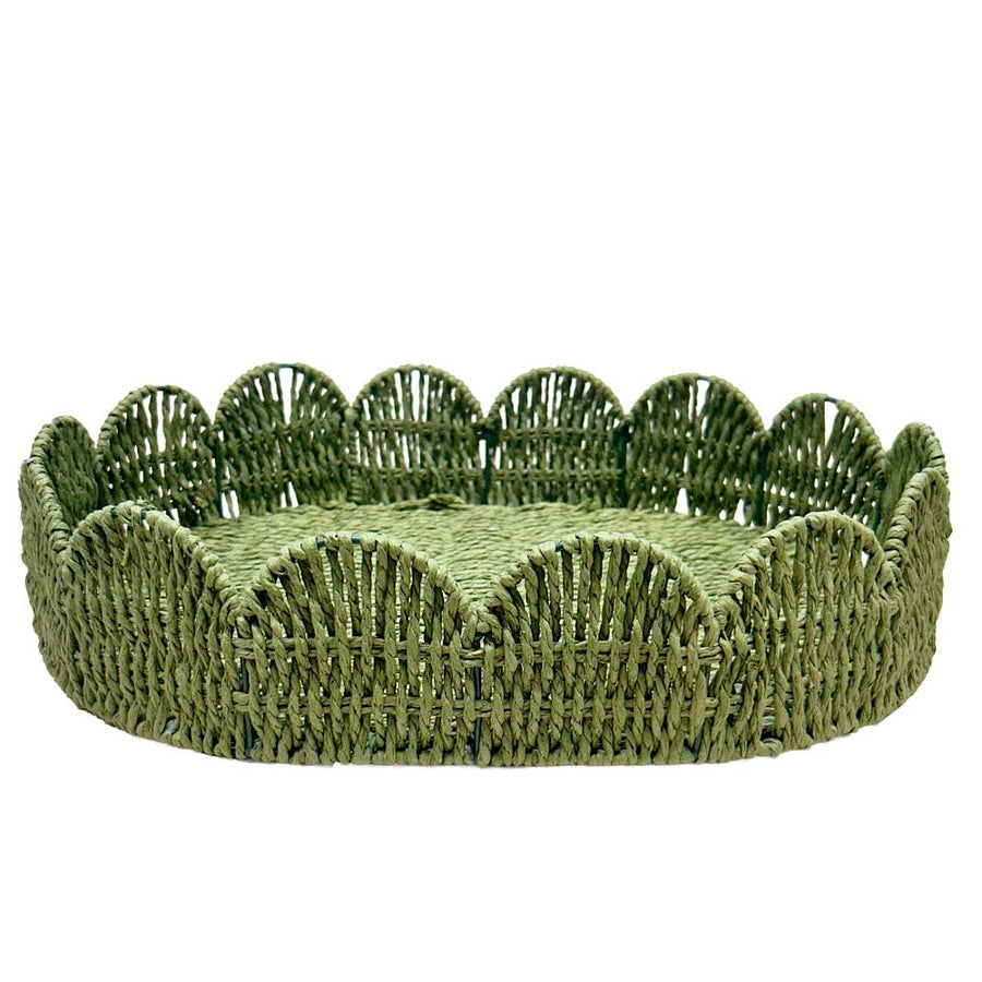 BANDEJA PALHA NATURAL SCALLOP VERDE G 44X33CM