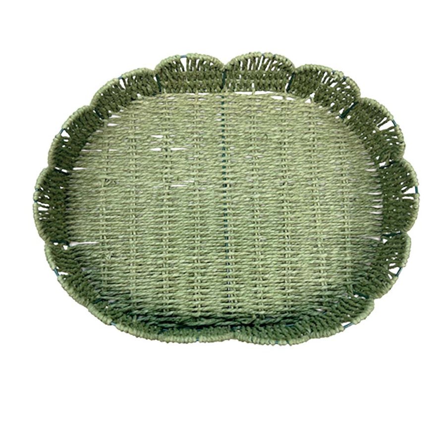 BANDEJA PALHA NATURAL SCALLOP VERDE G 44X33CM