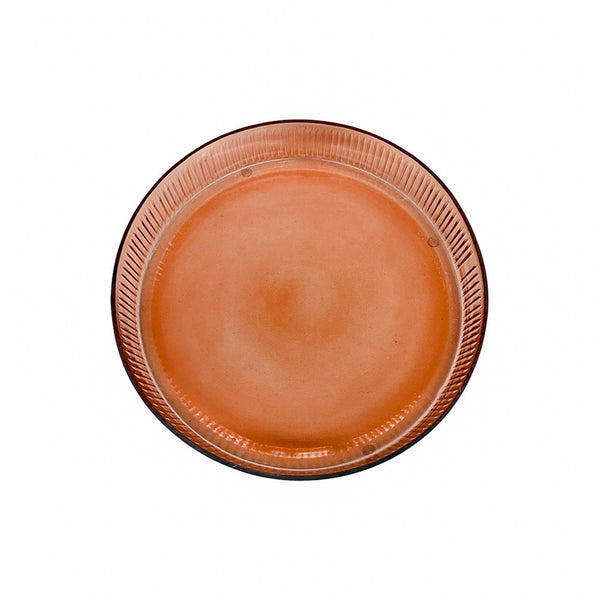 BANDEJA DE VIDRO REDONDA LAPIDADA CORAL 30CM