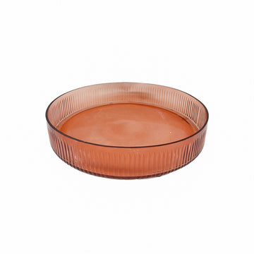 BANDEJA DE VIDRO REDONDA LAPIDADA CORAL 30CM