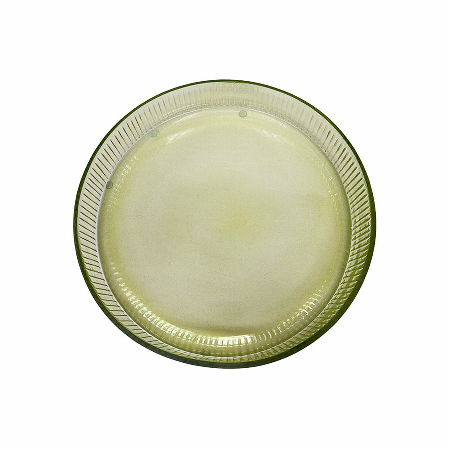 BANDEJA DE VIDRO REDONDA LAPIDADA VERDE 30CM