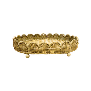 BANDEJA OVAL SCALLOP RÁIZES EM FIBRA BEGE M