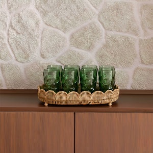 BANDEJA OVAL SCALLOP RÁIZES EM FIBRA BEGE G