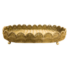 BANDEJA OVAL SCALLOP RÁIZES EM FIBRA BEGE G