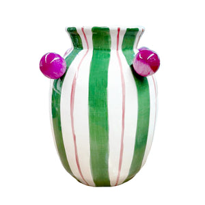 VASO CERÂMICA ARTESANAL VERDE ÁGATAS 20CM