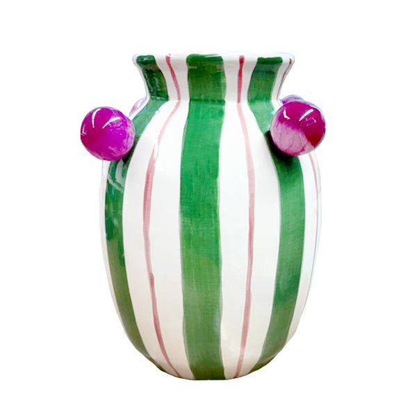 VASO CERÂMICA ARTESANAL VERDE ÁGATAS 20CM