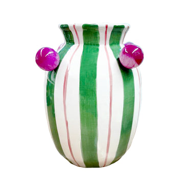 VASO CERÂMICA ARTESANAL VERDE ÁGATAS 20CM