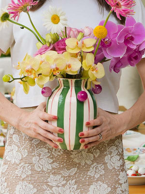 VASO CERÂMICA ARTESANAL VERDE ÁGATAS 20CM