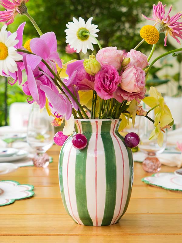 VASO CERÂMICA ARTESANAL VERDE ÁGATAS 20CM